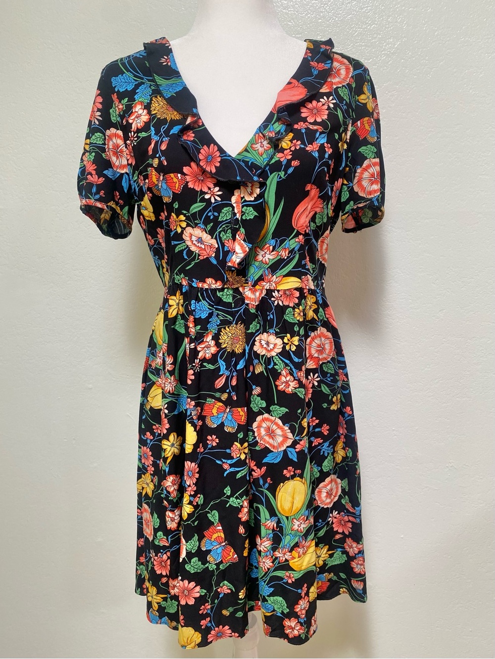 Maeve Anthropologie Bloedel Floral Midi Dress US 8P Pockets Side Zip - Picture 3 of 16